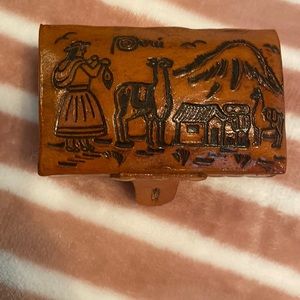 Mini Peruvian Brown Leather Jewelry Box